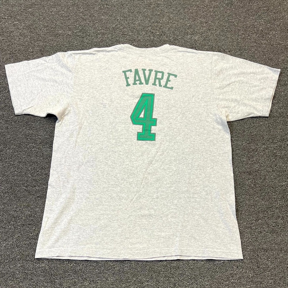 New York Jets Brett Favre #4 T-Shirt Mens Medium Gray Reebok NFL Football Sports - Picture 2 of 8